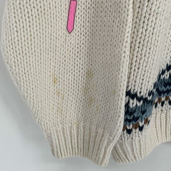 HUNTINGTON RIDGE Women’s L Vtg Hand-Knit Sweater Cream Floral Boho Cottagecore - Picture 6 of 13